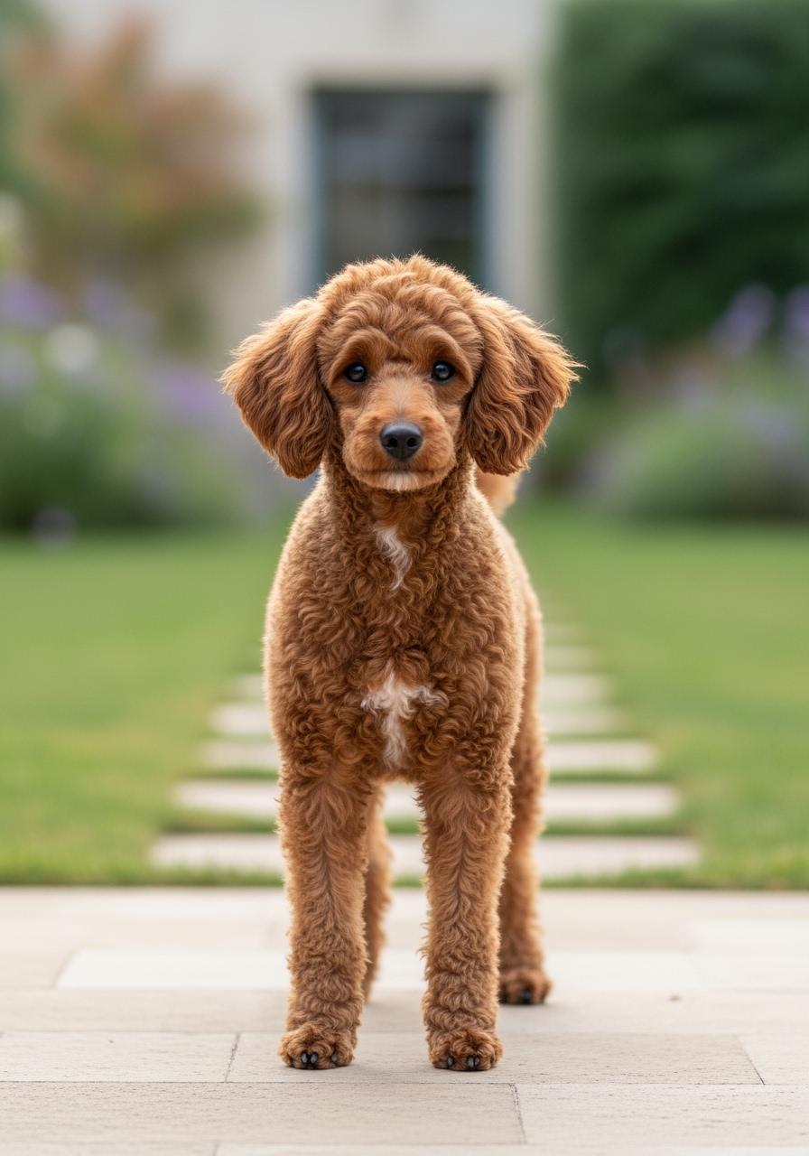 Chiot caniche nain adorable sur couverture douce